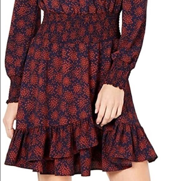 Michael Kors Womens Floral Fit & Flare Dress navy - Picture 4 of 8